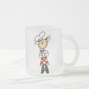 Female Chef Frosted Glass Coffee Mug