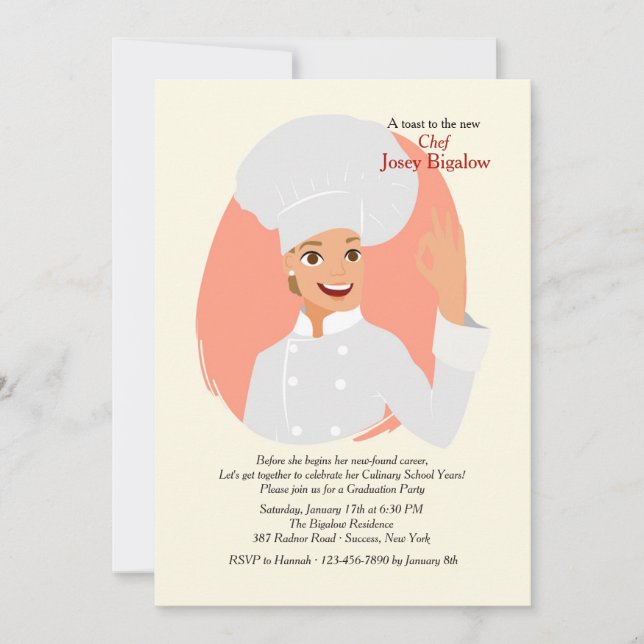 Female Chef Graduation Invitation (Front)