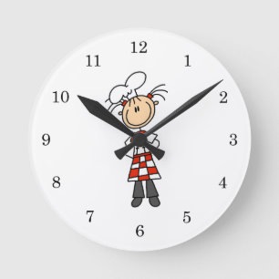 Female Chef Round Clock