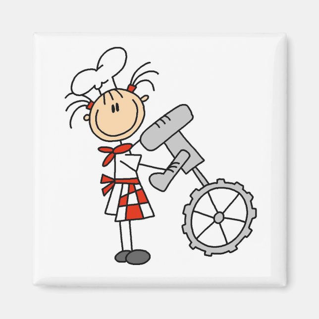 Female Chef Using Mixer Magnet (Front)