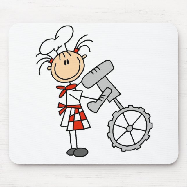 Female Chef Using Mixer Mouse Mat (Front)