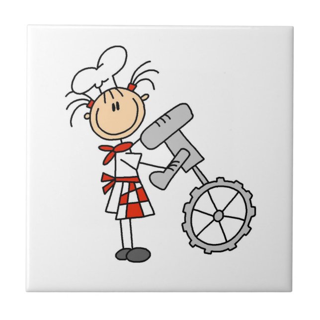 Female Chef Using Mixer Tile (Front)
