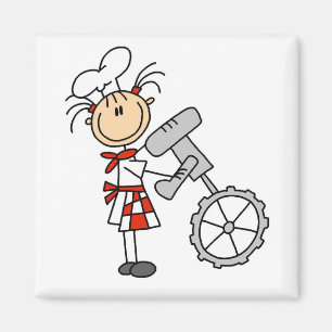 Female Chef with Mixer Tshirts and Gifts Magnet