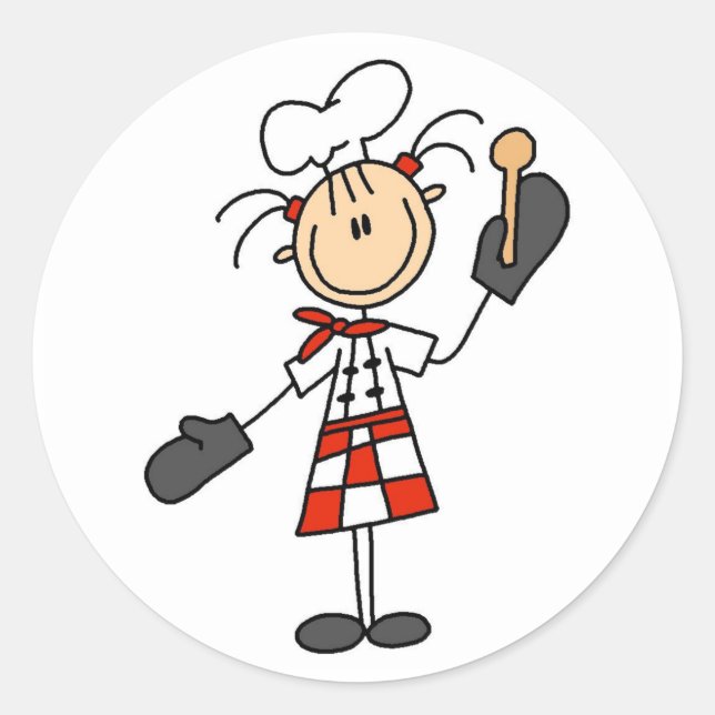 Female Chef with Oven Mitts Tshirts and Gifts Classic Round Sticker (Front)