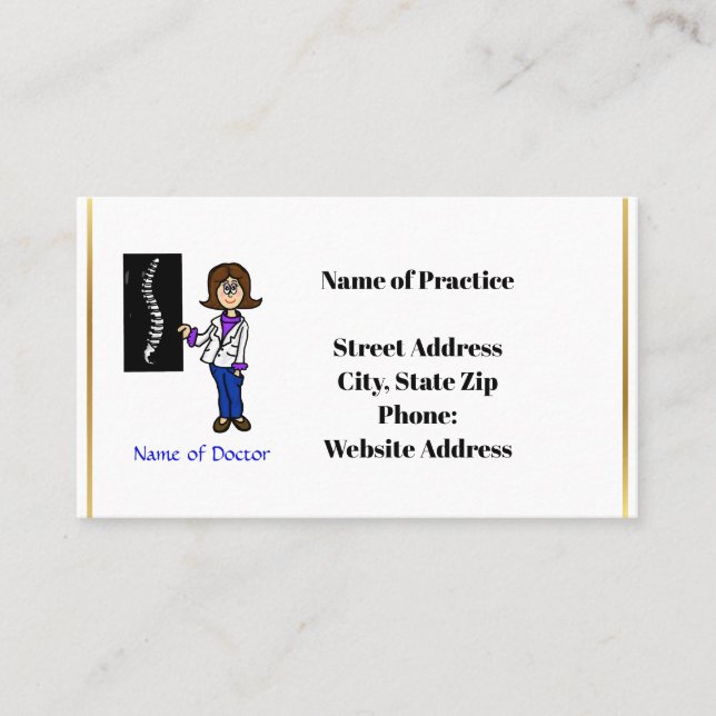 Female Chiropracter Business Cards (Front)