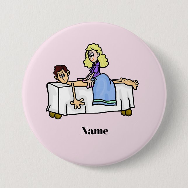Female Chiropractor or Masseuse Name Button (Front)
