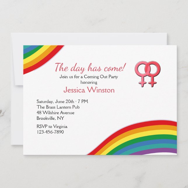 Female Coming Out of the Closet Invitation (Front)