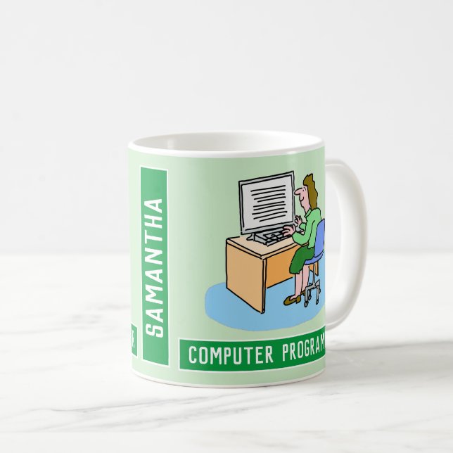 Female Computer Programmer With Name Choice Coffee Mug (Front Right)