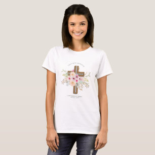 Female Confirmation Gift Floral Cross Personalised T-Shirt
