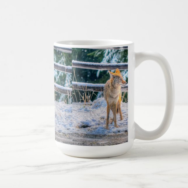 Female Coyote and Snow Wildlife Nature Coffee Mug (Right)