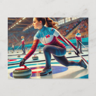 Female Curling Player Sports Athlete Postcard