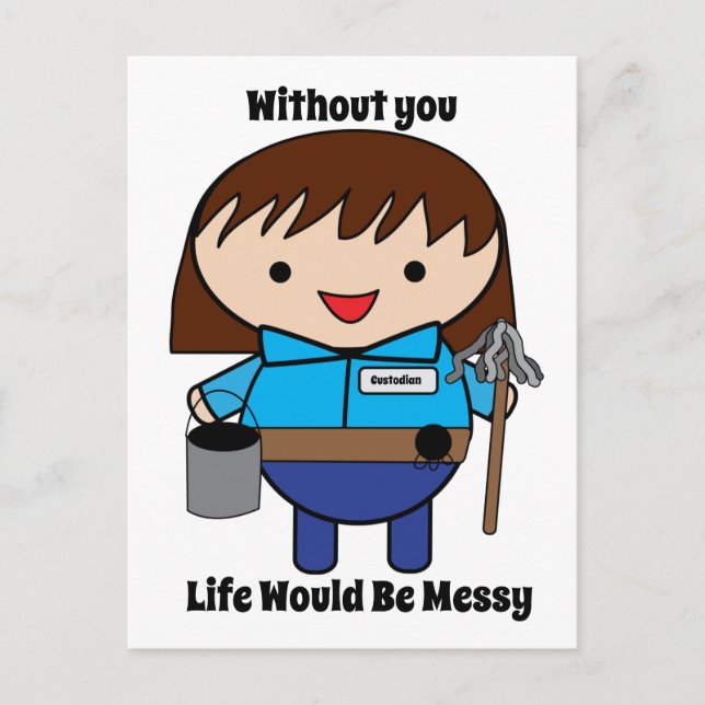 Female Custodian Life Messy Funny Personalise Postcard (Front)