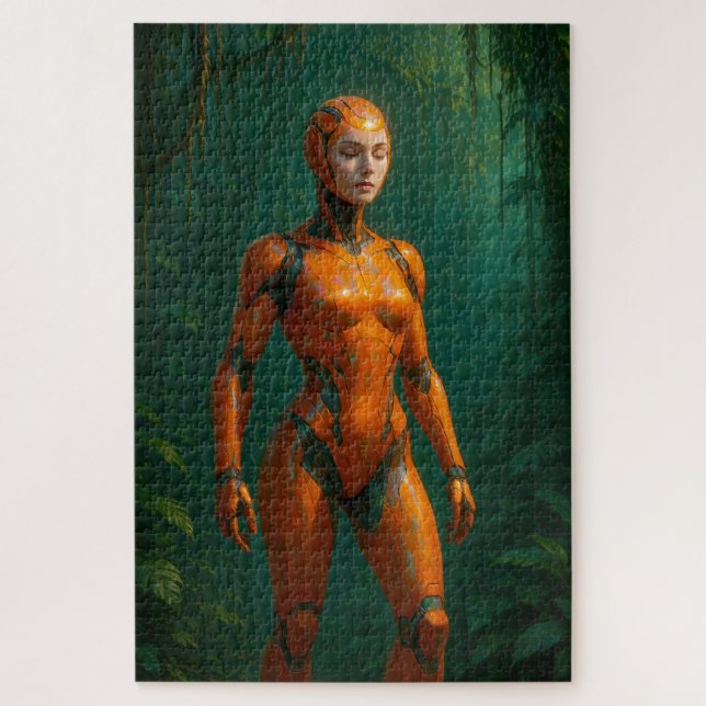 Female Cyborg Jungle Sentinal in Orange Armour Jigsaw Puzzle (Vertical)