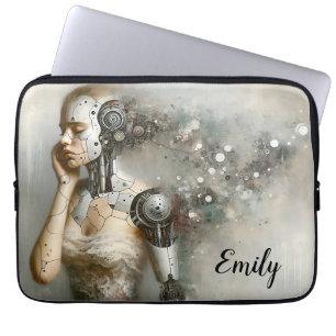 Female Cyborg Woman Ai Art  Laptop Sleeve