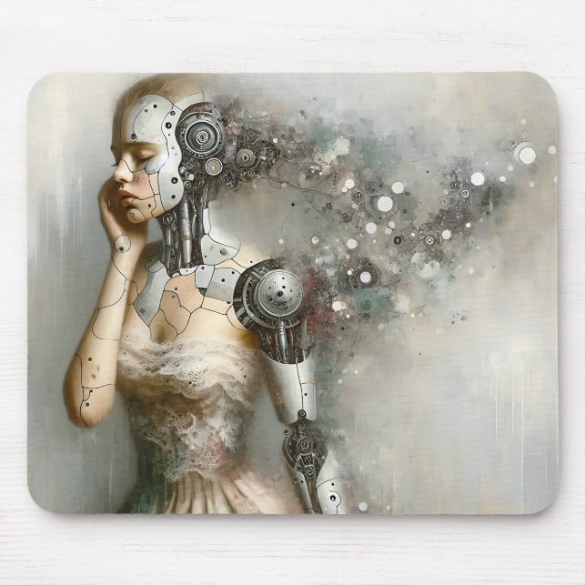 Female Cyborg Woman Ai Art  Mouse Mat (Front)