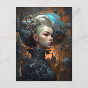 Female Cyborg Woman Science Fiction Postcard