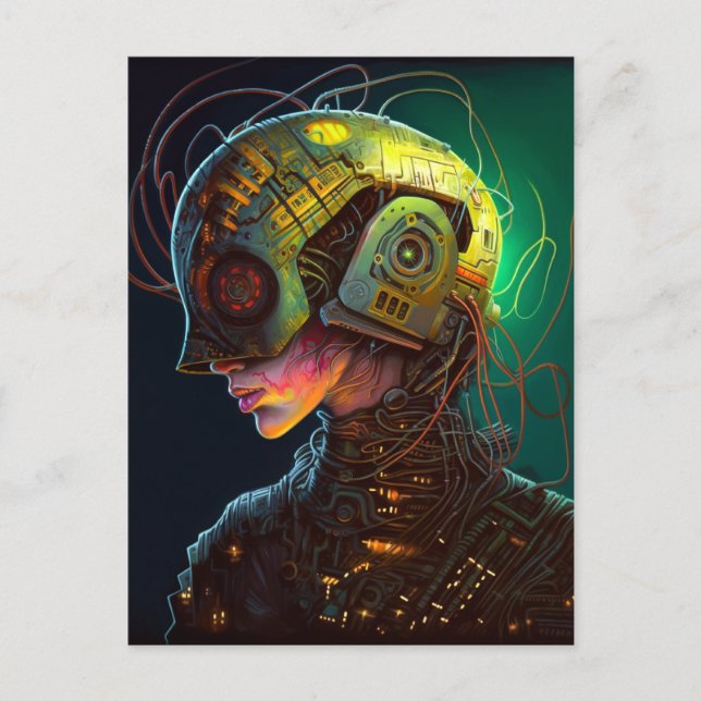 Female Cyborg Woman Science Fiction Postcard (Front)