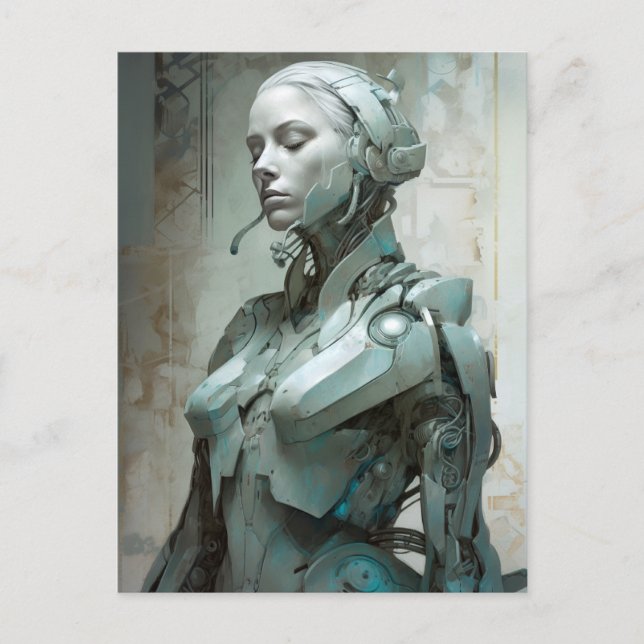 Female Cyborg Woman Science Fiction Postcard (Front)