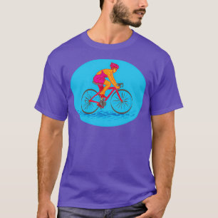 Female Cyclist Riding Bike Drawing T-Shirt