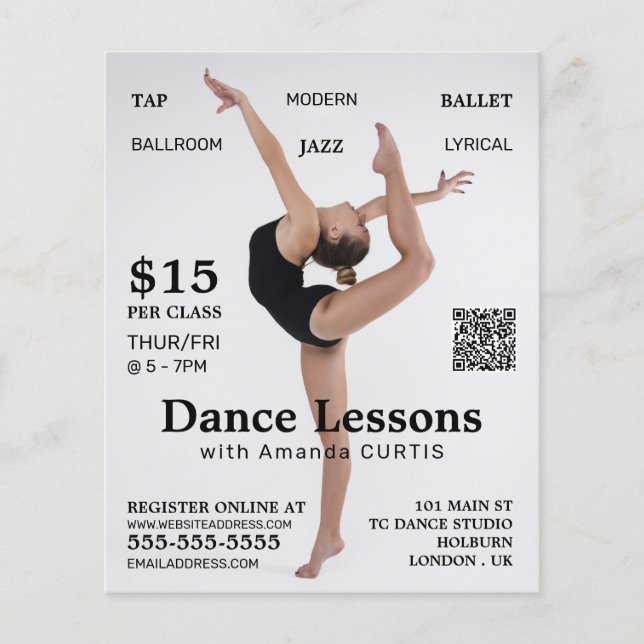 Female Dancer, Dance Lesson Advertising Flyer (Front)