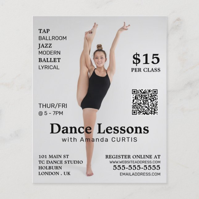 Female Dancer, Dance Lesson Advertising Flyer (Front)