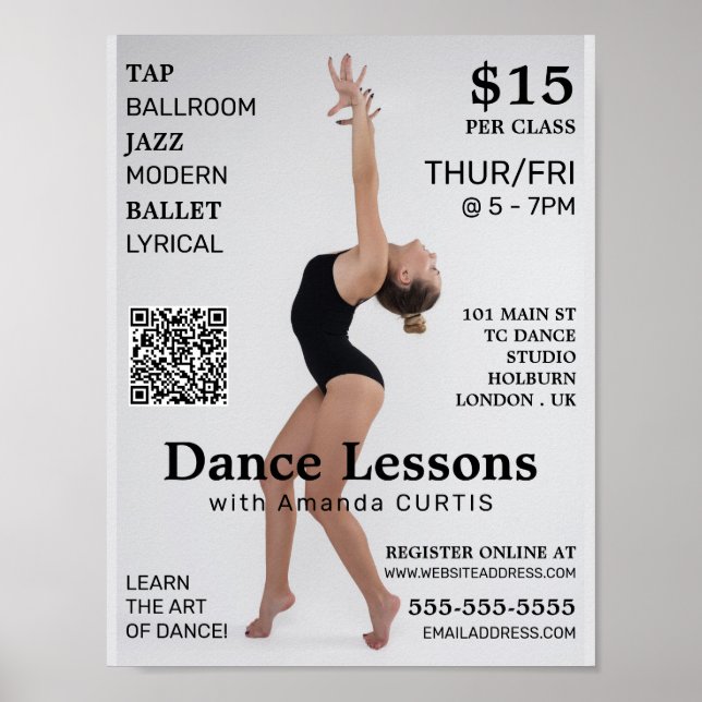 Female Dancer, Dance Lesson Advertising Poster (Front)
