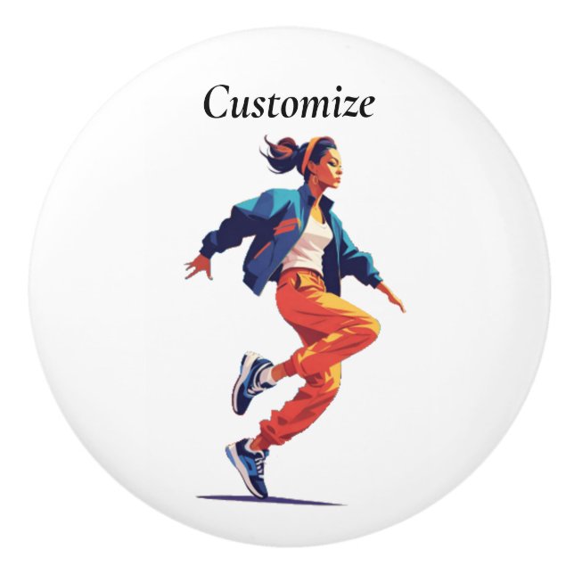 Female Dancer Hip Hop Thunder_Cove Ceramic Knob (Front)