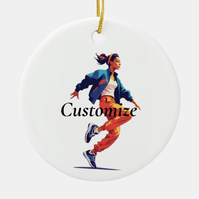 Female Dancer Hip Hop Thunder_Cove Ceramic Tree Decoration (Front)