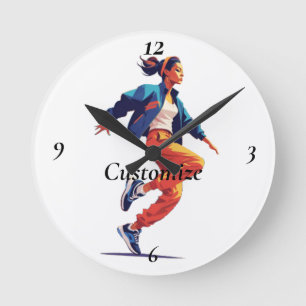 Female Dancer Hip Hop Thunder_Cove Round Clock