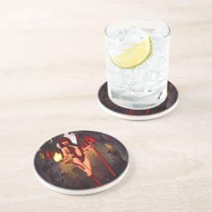 Female Devil In Red Coaster