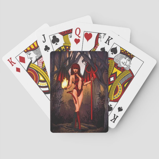 Female Devil In Red Playing Cards (Back)