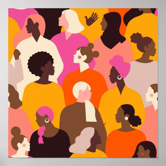 Female diverse faces poster (Front)