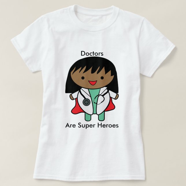 Female Doctor Black Super Hero Personalise T-Shirt (Design Front)