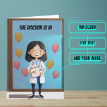 Female Doctor is In Funny Doctor Board Birthday Card<br><div class="desc">This funny doctor birthday card is specifically for the physician / doctor friend or family member in your life. The design is colourful and features a take on the "Doctor is In" meme with a female African American doctor in front of a dry erase board. Inside we've written just the...</div>