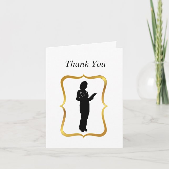 Female Doctor Silhouette Blank Greeting Card (Front)