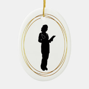 Female Doctor Silhouette Personalise Ornament     