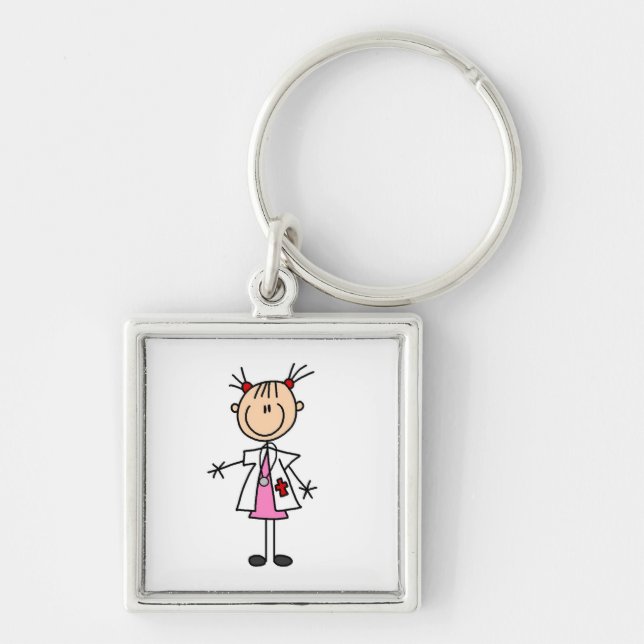 Female Doctor Stick Figure Key Ring (Front)