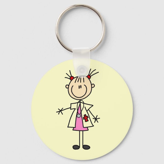 Female Doctor Stick Figure Key Ring (Front)