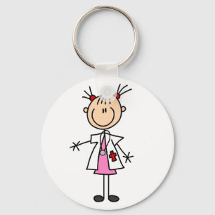 Female Doctor Stick Figure Key Ring
