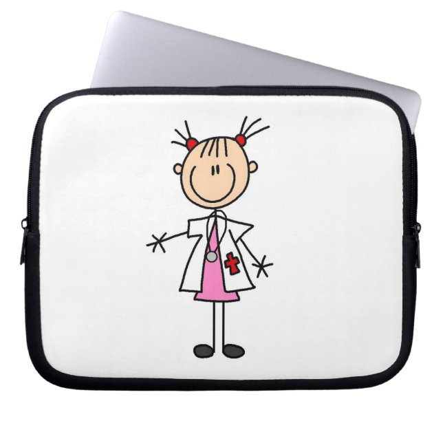 Female Doctor Stick Figure Laptop Sleeve (Front)