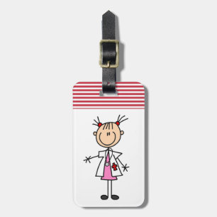 Female Doctor Stick Figure Luggage Tag