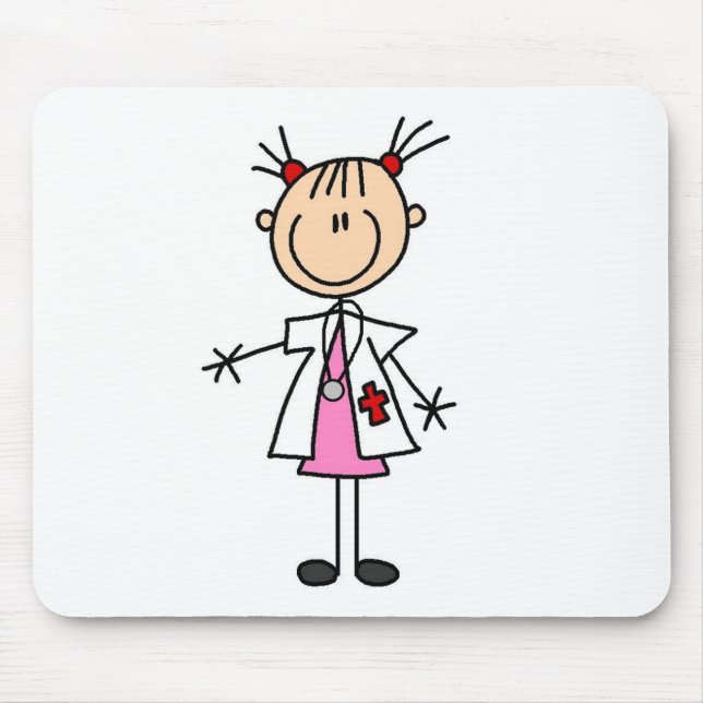 Female Doctor Stick Figure Mouse Mat (Front)
