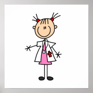 Female Doctor Stick Figure Poster