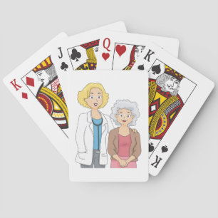Female Doctor with Senior Woman Patient Playing Cards