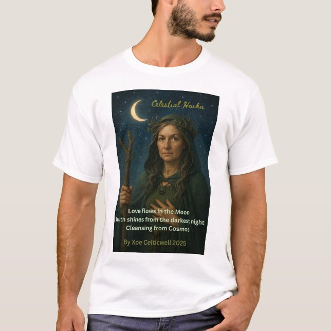 Female Druid and Poem on T-Shirt (Front)