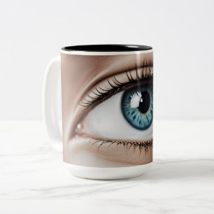 Female eye macro Two-Tone coffee mug