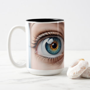 Female eye macro Two-Tone coffee mug