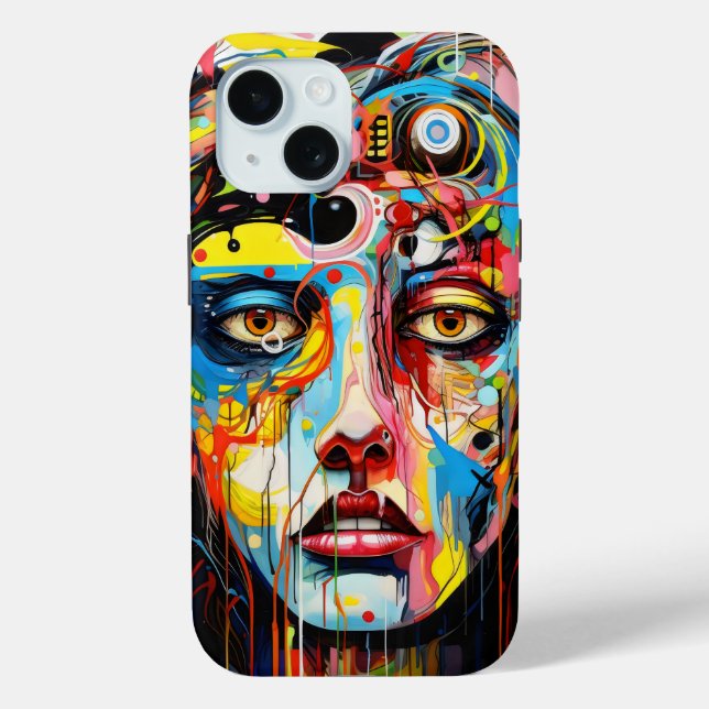 Female Face Colourful Expressionism Case-Mate iPhone Case (Back)