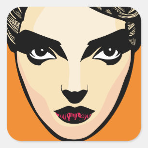 Female Face Square Sticker