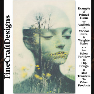 Female Face, Wildflowers Grass Trees CE4 Decoupage Tissue Paper